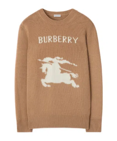 Burberry Wool And Cashmere Pullover With Ekd In Brown
