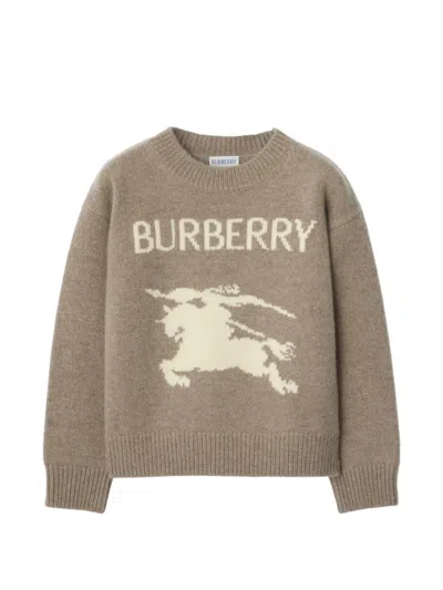 Burberry Kids' Ekd Wool Cashmere Sweater In Brown