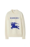 Burberry Ekd Intarsia Knit Wool Sweater In Off White