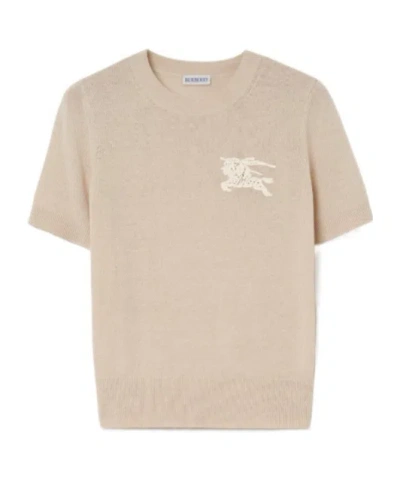 Burberry Ekd Wool Cotton Top In Neutral