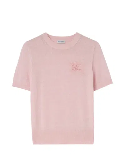 Burberry Ekd Wool Cotton Top In Pink