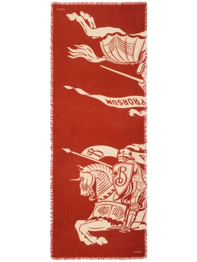 Burberry Ekd Wool Scarf In 红色