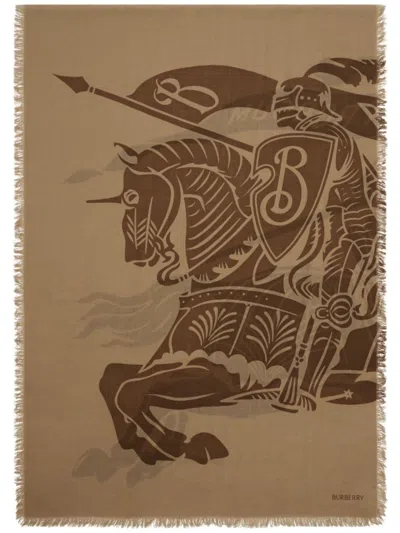 Burberry Ekd Wool Scarf In Brown