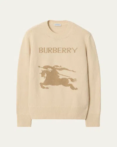 Burberry Ekd Wool-cashmere Crewneck Sweater In White
