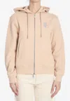 Burberry Ekd Zip-up Hooded Sweatshirt In Beige