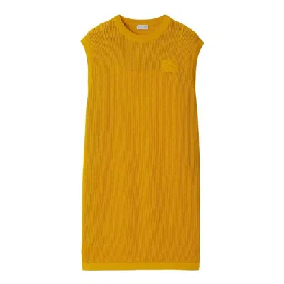 Burberry Ekd-embroidered Cotton Mesh Dress In Transparent