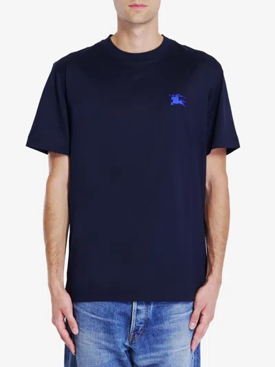 Burberry Eks Logo Embroidered T-shirt In Blue