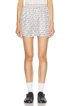 Burberry B Closure Print Silk Shorts In Silver & White