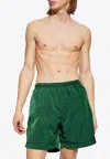 Burberry Drawstring Elasticated Waistband Swim Shorts In Green