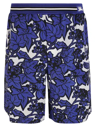 Burberry Elastic Stripe Waist Patterned Shorts In Blau