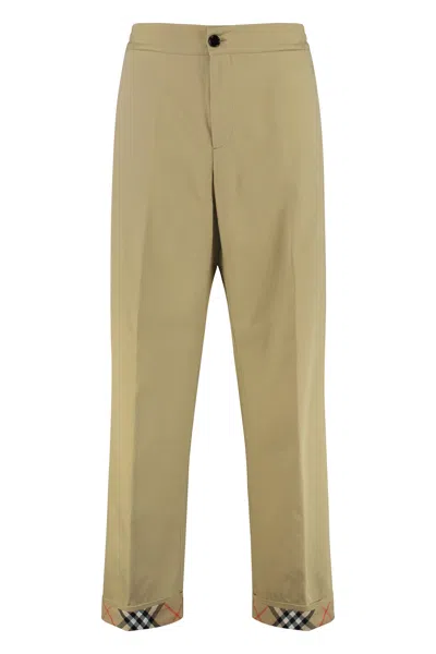 Burberry Elastic Waist Cotton Trousers In Neutral