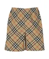 Burberry Beige Swim Trunks With Check Motif In Polyamide Man In Nude
