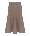 Burberry Knitted Wool-blend Midi Skirt In Brown