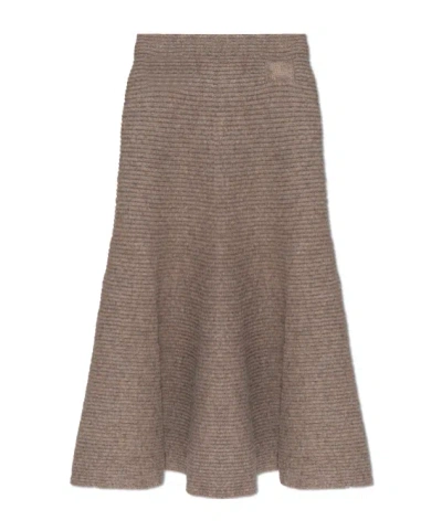 BURBERRY BURBERRY ASYMMETRICAL CUT FLARED MIDI SKIRT