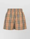 Burberry Elastic Waistband Checked Shorts With Side Stripe