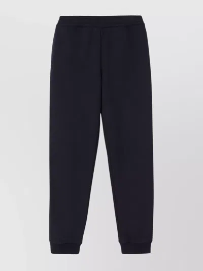 Burberry Elastic Waistband Ribbed Cuffs Trousers In Blue