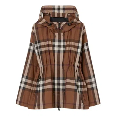 Burberry Elasticated Waist Hooded Jacket In Multi