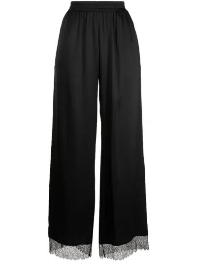 Burberry Elasticated-waistband Silk Trousers In Black