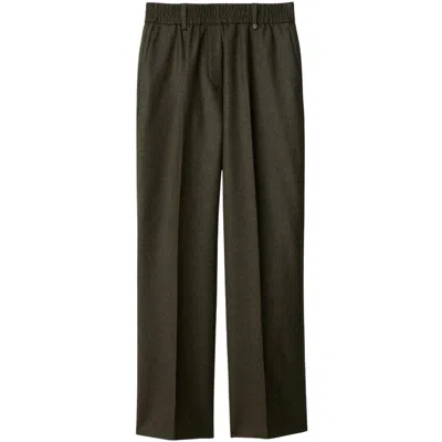 Burberry Elastic-waist Wool Trousers In Brown