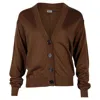 Burberry Elbow Patch Cardigan In Brown Merino Wool In Brown