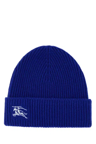 BURBERRY ELECTRIC BLUE CASHMERE BEANIE HAT