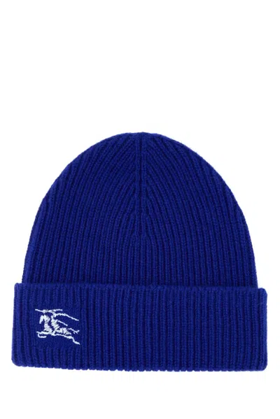 Burberry Electric Blue Cashmere Beanie Hat In Purple
