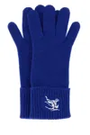 Burberry Textured Knit Gloves Ribbed Cuff In Blue