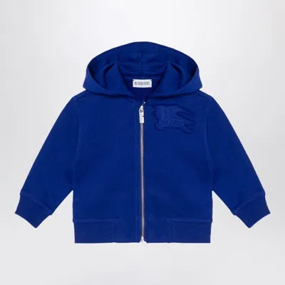 BURBERRY ELECTRIC BLUE COTTON HOODED SWEATSHIRT WITH EKD LOGO