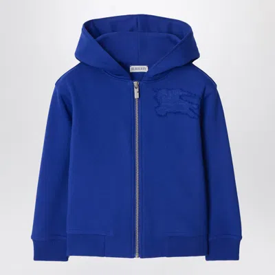 BURBERRY ELECTRIC BLUE COTTON HOODED SWEATSHIRT WITH EKD LOGO