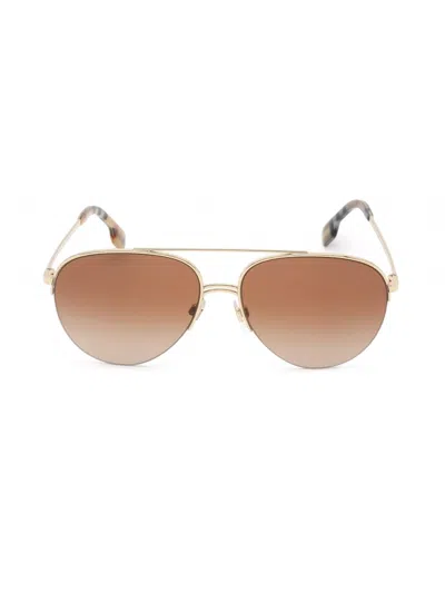 Burberry Elegant Aviator Sunglasses For Women In Metallic