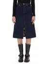 Burberry Blue Denim Midi Skirt In Cotton Woman In Blue