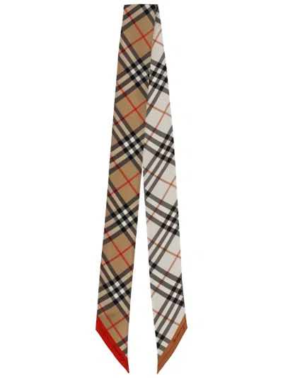 Burberry Elegant Mini Check Scarf - 180 Cm X 8 Cm In Brown
