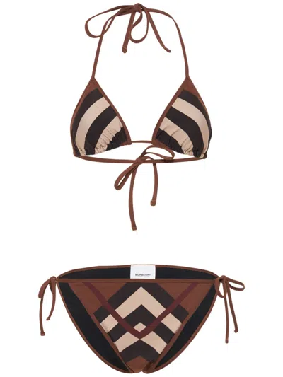 Burberry Elegant Striped Two-piece Suit In Brown