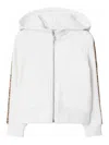Burberry Childrens Check Trim Cotton Zip Hoodie In White