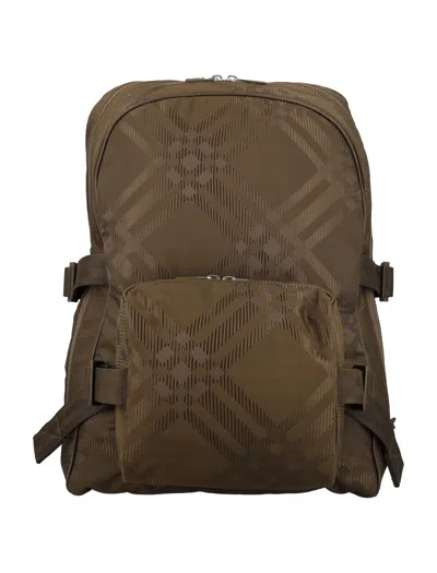 Burberry Elite Urban Check Backpack In Military