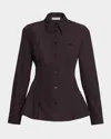 Burberry Eliza Long-sleeve Peplum Button-down Shirt In Brown