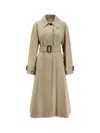 Burberry Ellingham Fit-and-flare Long Gabardine Trench Coat In Gray