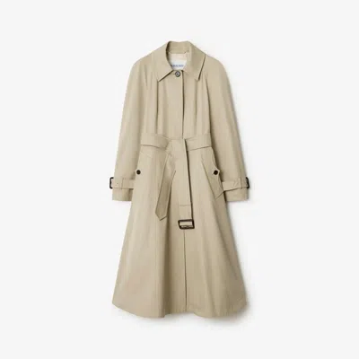 Burberry Long Gabardine Ellingham Fit-and-flare Car Coat In Neutral