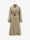 Burberry Ellingham Fit-and-flare Long Gabardine Trench Coat In Gray