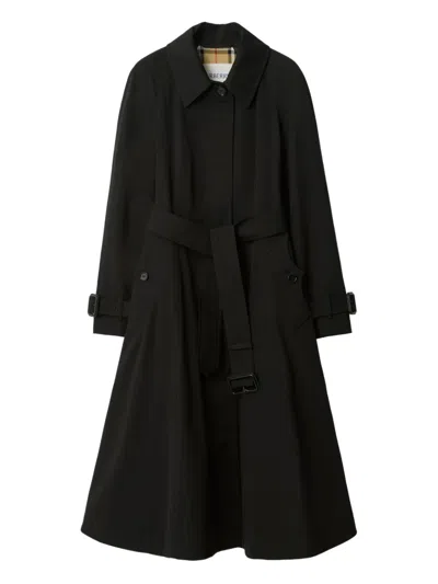 Burberry Ellingham Gabardine Belted Coat In Black