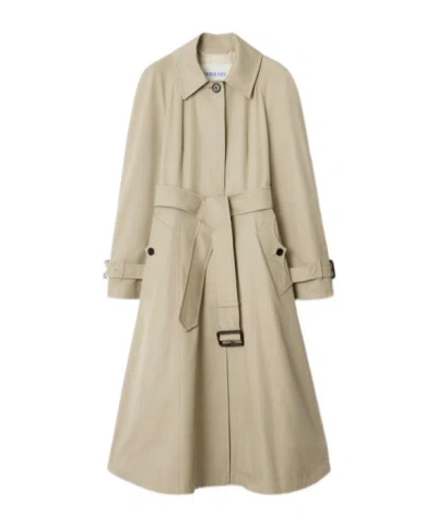 BURBERRY LONG GABARDINE ELLINGHAM FIT-AND-FLARE CAR COAT
