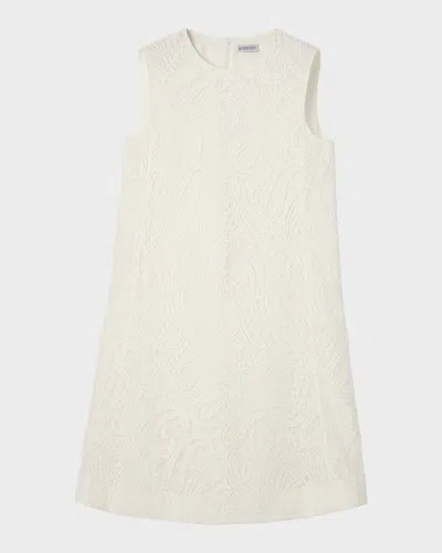 Burberry Elysande Paisley Lace Sleeveless Mini Dress In White