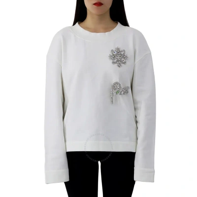 Burberry Embellished Cotton-jersey Sweatshirt In White