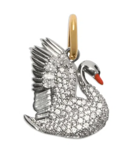 Burberry Embellished-swan Charm In Metallic