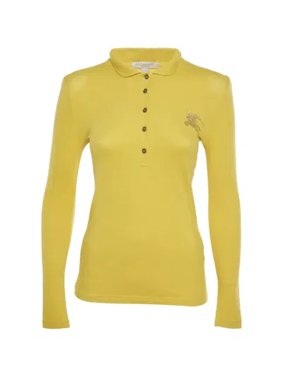 Pre-owned Burberry Embellished-logo Polo Shirt In Yellow