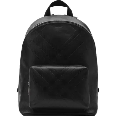 Burberry Embossed Check Backpack In Black