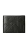 Burberry Embossed Check Slim Bifold Wallet In Black