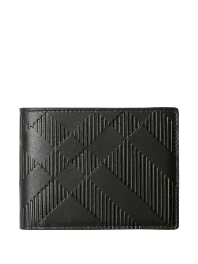BURBERRY EMBOSSED CHECK BI-FOLD WALLET