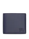 Burberry Embossed Check Bi-fold Wallet In Blue
