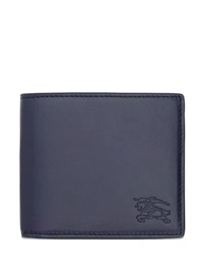 Burberry Embossed Check Bi-fold Wallet In Blue